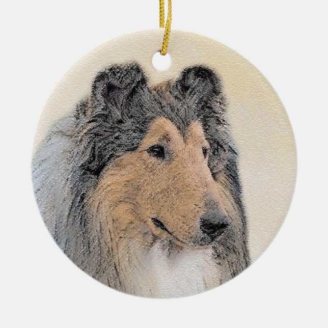 Collie (Rough) Malerei - Niedliche Original Hunde  Keramik Ornament (Vorne)