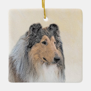 Collie (Rough) Malerei - Niedliche Original Hunde  Keramikornament