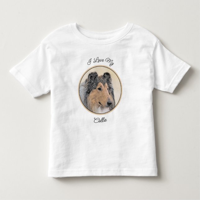 Collie (Rough) Malerei - Niedliche Original Hunde  Kleinkind T-shirt (Vorderseite)