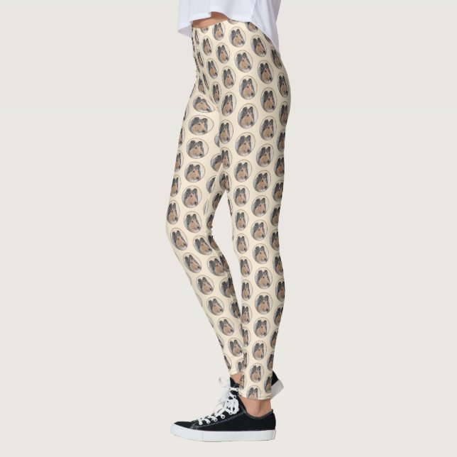 Collie (Rough) Malerei - Niedliche Original Hunde  Leggings (Links)