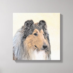 Collie (Rough) Malerei - Niedliche Original Hunde  Leinwanddruck