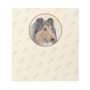 Collie (Rough) Malerei - Niedliche Original Hunde  Notizblock