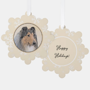Collie (Rough) Malerei - Niedliche Original Hunde  Ornament Karte