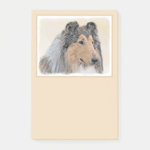 Collie (Rough) Malerei - Niedliche Original Hunde  Post-it Klebezettel