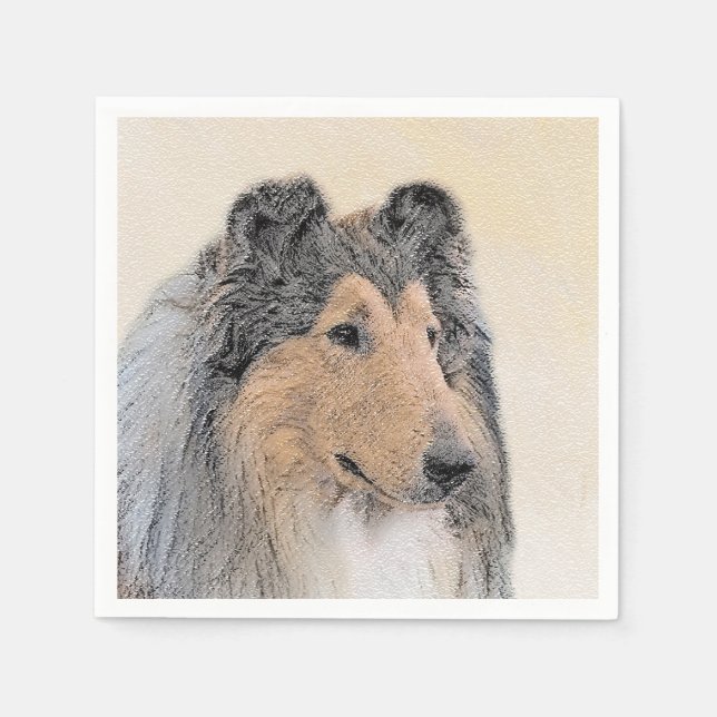 Collie (Rough) Malerei - Niedliche Original Hunde  Serviette (Vorderseite)