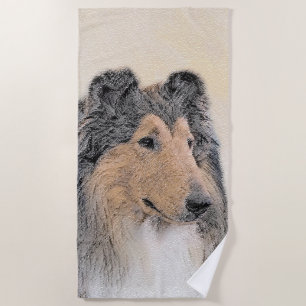 Collie (Rough) Malerei - Niedliche Original Hunde Strandtuch