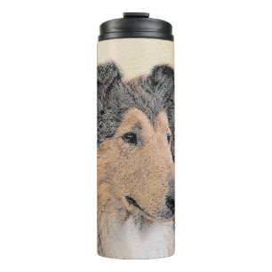 Collie (Rough) Malerei - Niedliche Original Hunde Thermosbecher