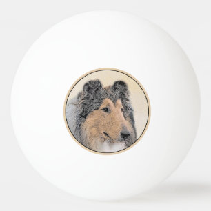 Collie (Rough) Malerei - Niedliche Original Hunde  Tischtennisball