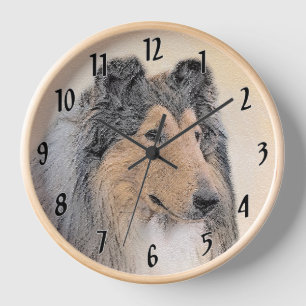 Collie (Rough) Malerei - Niedliche Original Hunde  Uhr