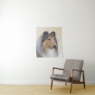 Collie (Rough) Malerei - Niedliche Original Hunde Wandteppich
