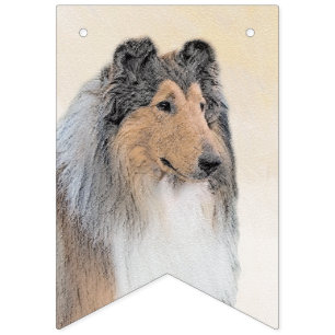 Collie (Rough) Malerei - Niedliche Original Hunde  Wimpelkette
