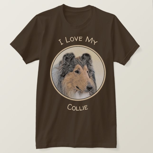 Collie (Rough) Malerei - Niedliche Original Hundek T-Shirt (Design vorne)