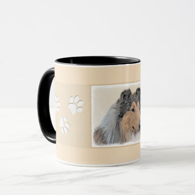 Collie (Rough) Malerei - Niedliche Original Hundek Tasse (Vorderseite Links)
