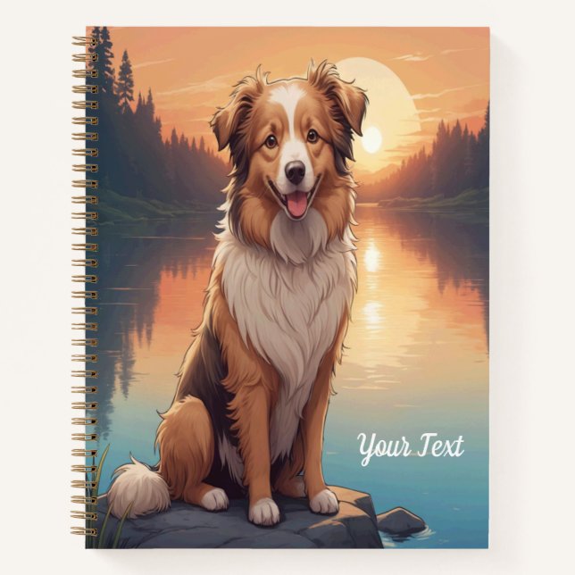 Collie Schäferhund am See Notizbuch (Vorderseite)