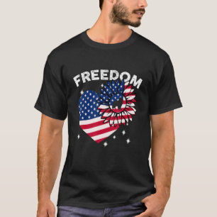 Collie Sunflower Heart American Flag Freedom T-Shirt
