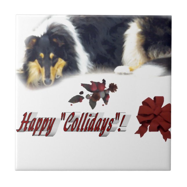 Collie Tri Color Christmas Fliese (Vorderseite)