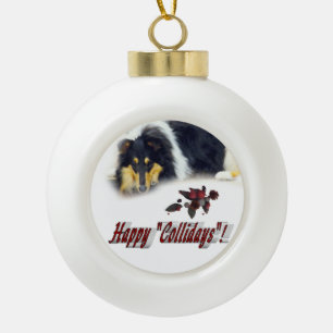 Collie Tri Color Christmas Keramik Kugel-Ornament