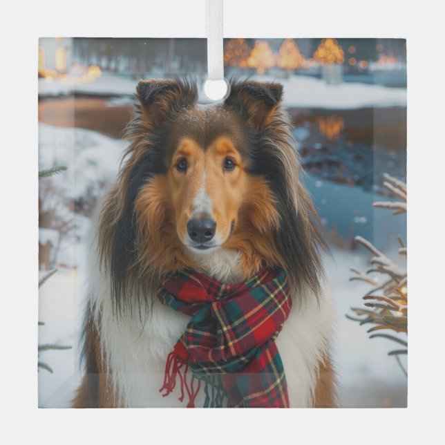 Collie Urlaub  Ornament Aus Glas (Vorderseite)