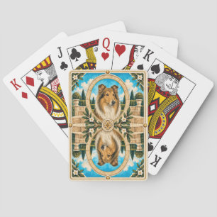 Collie, Vintage Wasserfarben-Hundekunst Spielkarten
