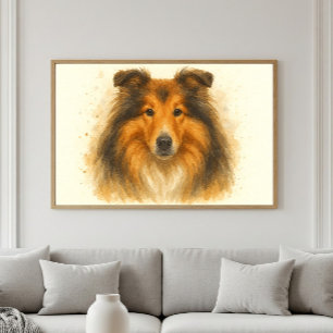 Collie Watercolor Portrait - Beloved Dog Art Poster