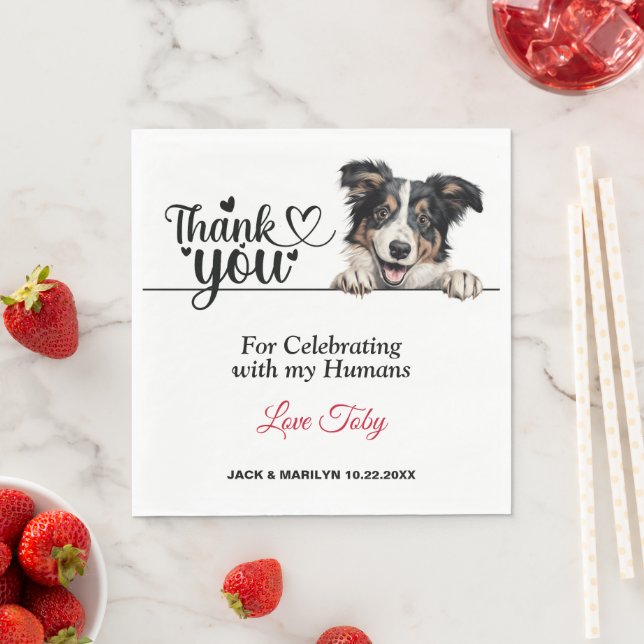 Collie Wedding Vielen Dank Serviette (Beispiel)