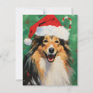 Collie Weihnachtsmalerei Feiertagskarte