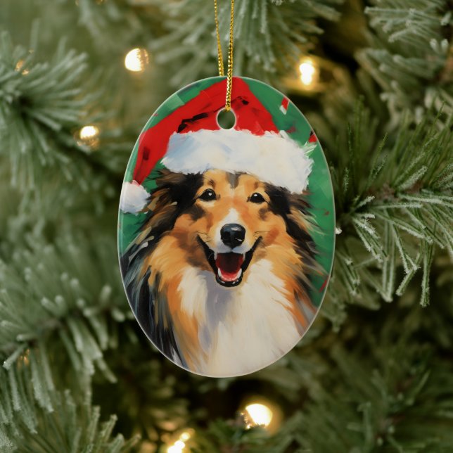 Collie Weihnachtsmalerei Keramik Ornament (Baum)