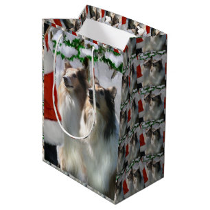 Collies und Santa Weihnachten Mittlere Geschenktüte
