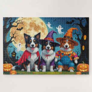 Colliese an der Grenze Hunde Pumpkin Halloween Fun Puzzle