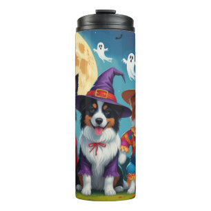 Colliese an der Grenze Hunde Pumpkin Halloween Fun Thermosbecher