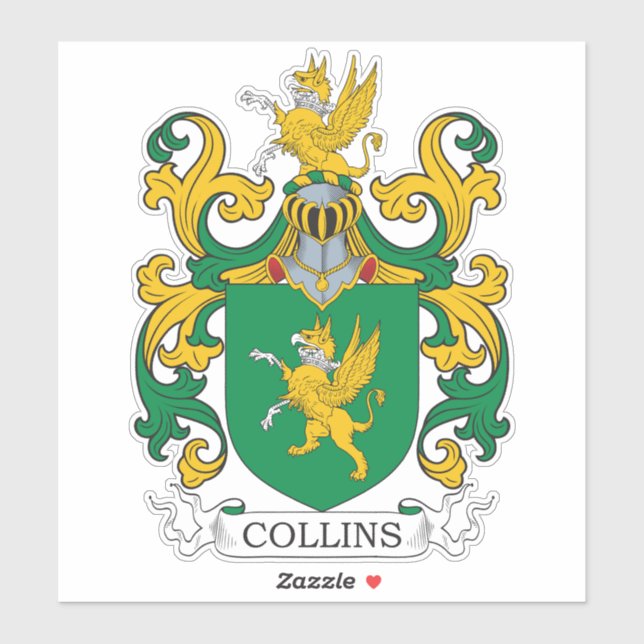 Collins Familienwappen Aufkleber (Blatt)
