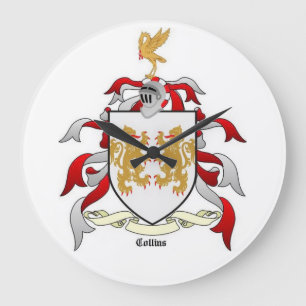 Collins Familienwappen Heraldry Wall Clock Große Wanduhr