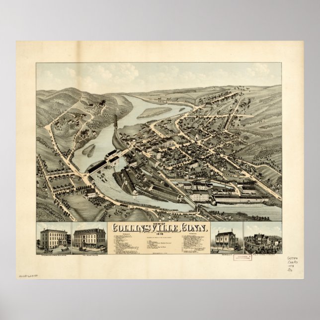 Collinsville Connecticut 1878 Antique Panoramic Ma Poster (Vorne)
