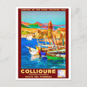 Collioure, Pyrenäen, Frankreich, Boote im Hafen, V Postkarte