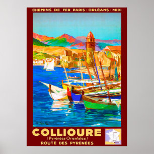 Collioure, Pyrenäen, Frankreich, Boote im Hafen,Vi Poster