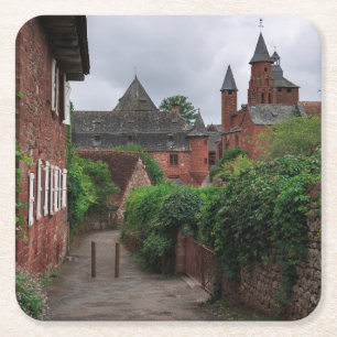 Collonges-La-Rouge, der rote Dorf-Untersetzer Rechteckiger Pappuntersetzer