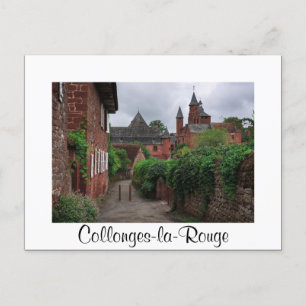 Collonges-la-Rouge-weiße Textpostkarte Postkarte