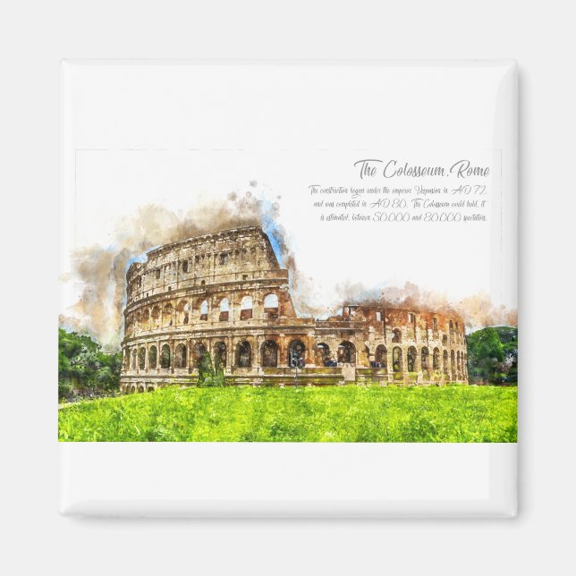 Colluseum Rome Watercolor Magnet (Vorne)