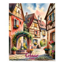 Colmar France Alsace Watercolor Travel Custom Text
