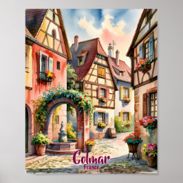Colmar France Alsace Watercolor Travel Custom Text Poster