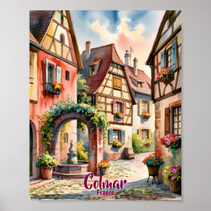 Colmar Frankreich Elsass Aquarell Reise Individuel Poster