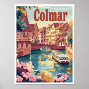 Colmar Frankreich Vintage-Reiseillustration Poster