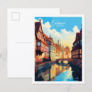 Colmar Frankreich Vintage-Reiseillustration Postkarte