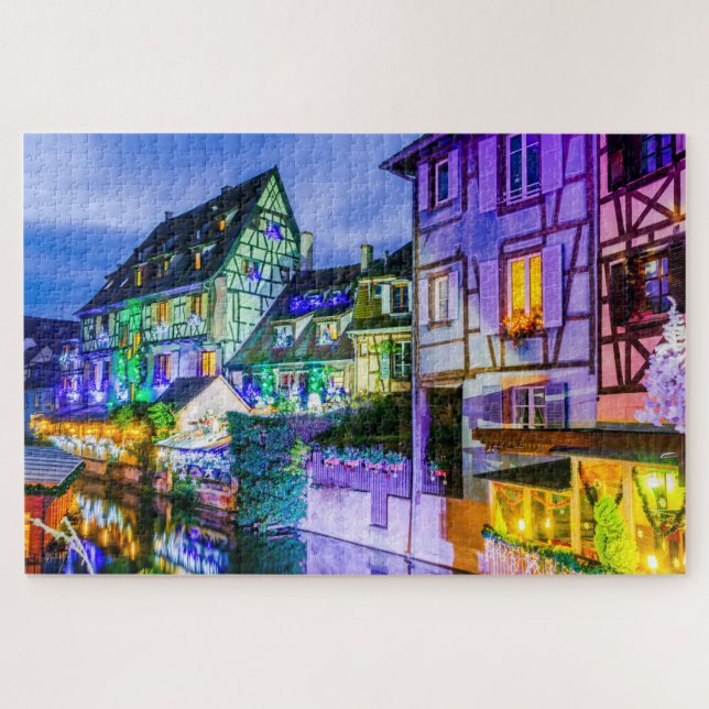 Colmarer Landschaft mit Weihnachtsdekoration Puzzle (Horizontal)
