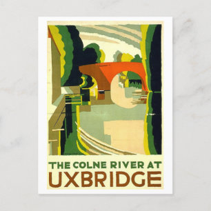 Colne River Uxbridge Vintage Travel Poster Postkarte