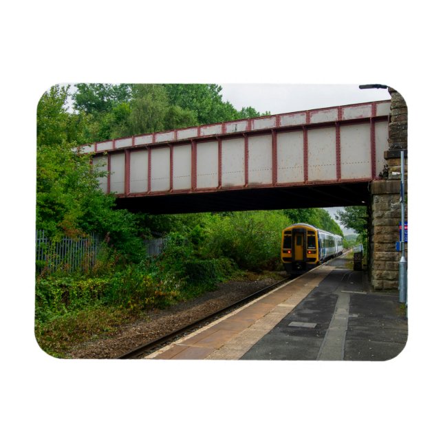 Colne Train Leaving Burnley Barracks Station Magnet (Horizontal)