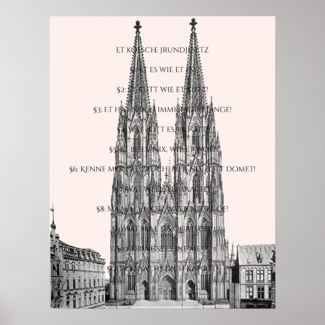 Cologne Dome Cologne Köln Kölsches Grundgesetz Poster (Vorne)