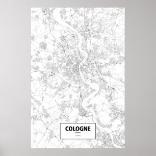 Cologne, Germany (black on white) Poster