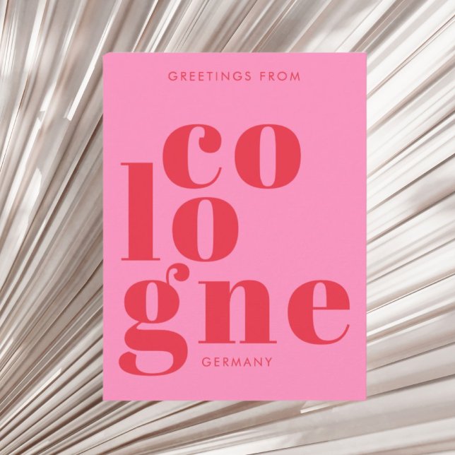 Cologne Köln Germany typography pink red Postcard Postkarte (Von Creator hochgeladen)
