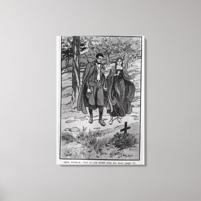 Colomba und ihr Bruder neben dem Vater Leinwanddruck (Vorderseite)